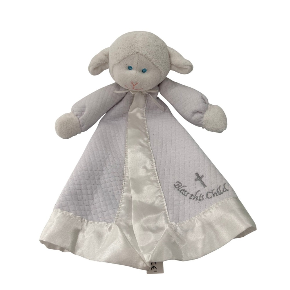 Mary Meyer Lamb Lovey Bless This Child Plush Stuffed Animal Purple White 14 in